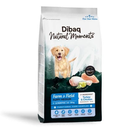 Dibaq Perro Natural Moments 5 Star Pavo y Pollo Cachorro razas medianas
