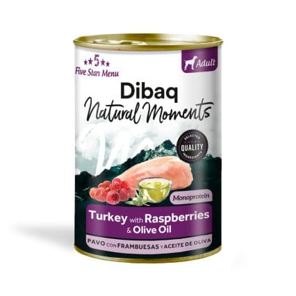 Dibaq Perro Natural Moments Adulto Pavo con Frambuesa Lata 380g