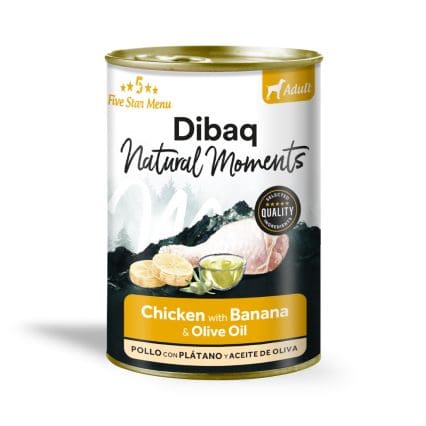 Dibaq Perro Natural Moments Adulto Pollo con plátano Lata 380g