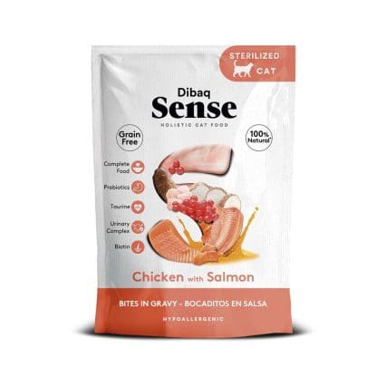 Dibaq Gato Sense Bocaditos en salsa Pollo con Salmón Sobre 100g