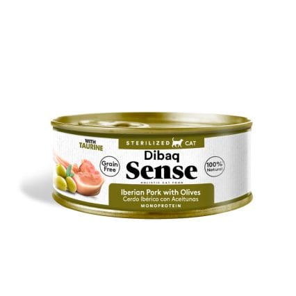 Dibaq Gato Sense Esterilizado Cerdo Ibérico con Aceitunas Lata 70g